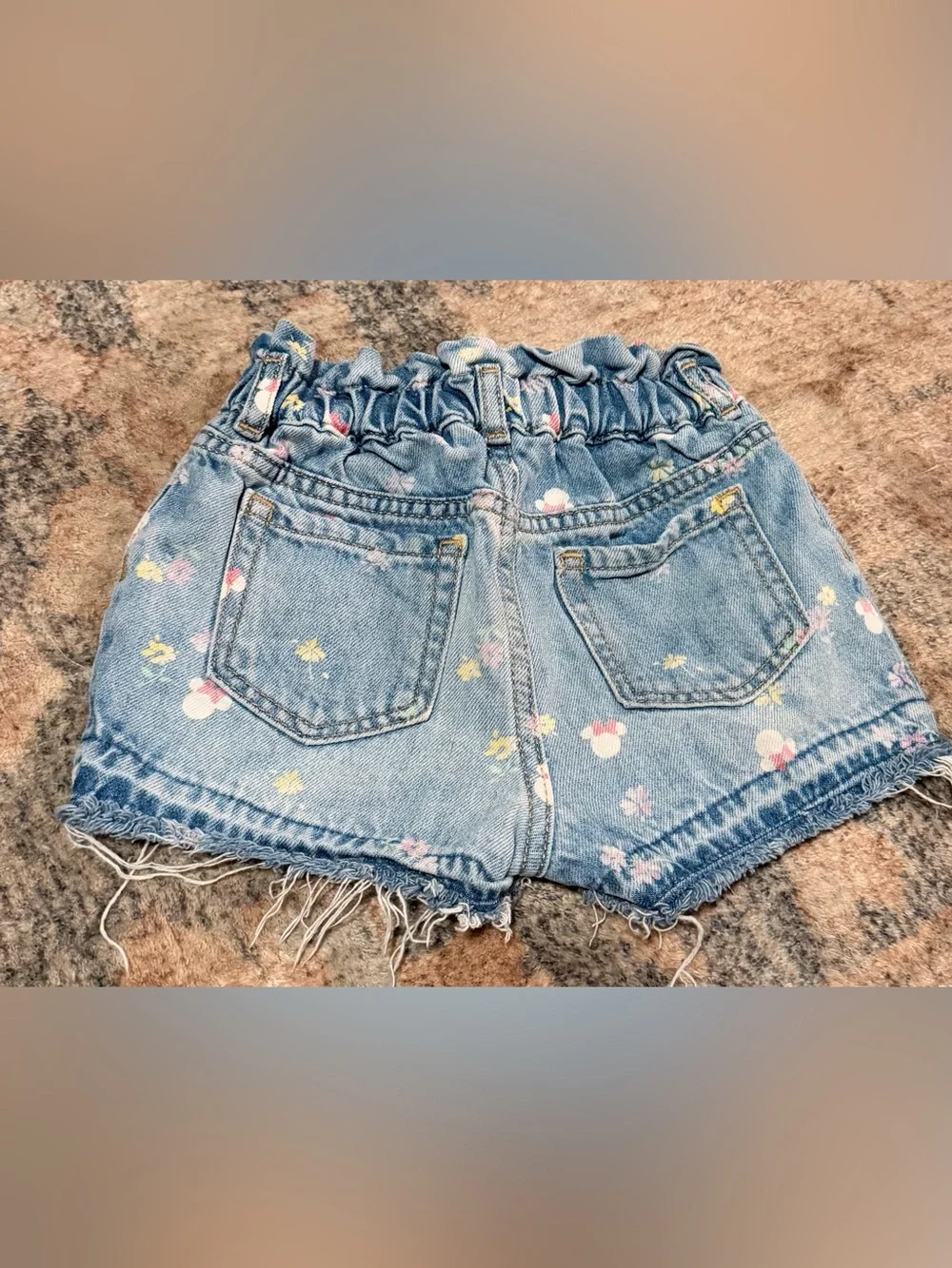 Baby GAP Light Blue Denim Floral and Minnie Mouse Ruffle-Waist Shorts 3T